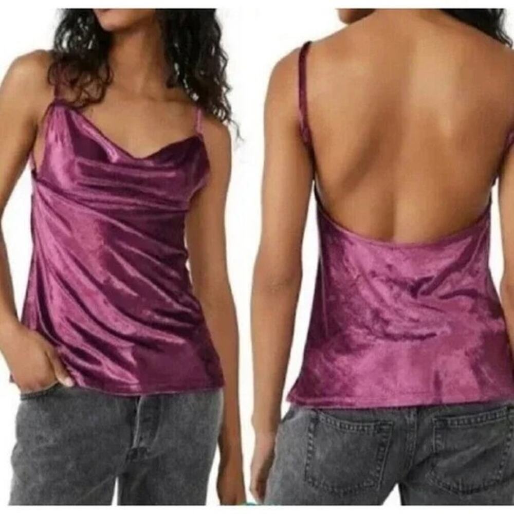 Free People Intimately purple velvet backless tank top size M NWT